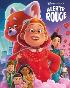 an animated movie poster for the film alerte rouce with many children in red sweaters