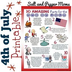 an american patriotic poster with the words, salt and pepper moms 10 amazing facts for the 4th of july