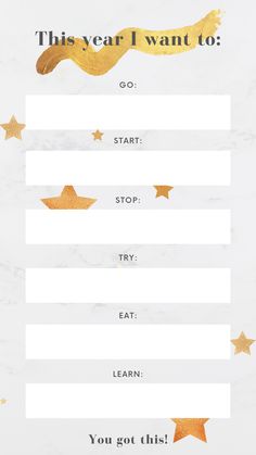 the new year i want to sign up for someone's party with gold stars on it