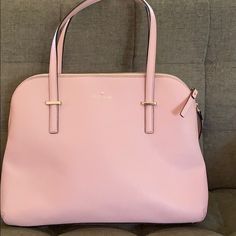 Beautiful Kate Spade Tutu Pink Bag.. Zipper Around The Sides. Internal Compartment And Pockets. 14”Wx11”H. Used Once. Slight Mark (Shown) Otherwise Like New. Tutu Pink, Kate Spade Satchel, Kate Spade Cameron Street, Suede Purse, Bags Kate Spade, Bow Bag, Black Leather Satchel, Kate Spade Totes, Pearl Bag