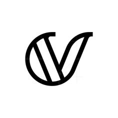 a black and white logo with the letter v