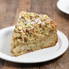 a piece of cake sitting on top of a white plate