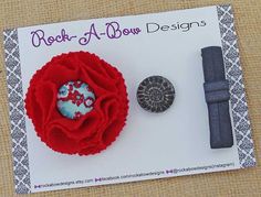 Red Felt Flower Hair Clip with Interchangeable by RockABowDesigns Red Felt, Flowers In Hair