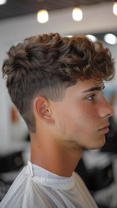 Good Men Hairstyles, Mens Textured Fringe Haircut, Faded Curly Hair Men, Boys Low Taper Fade Haircut Kids, Boys Cuts Long On Top Short On Sides, Curly Hairstyles For Teen Boys, Curly Teen Boy Hair, Guys With Short Curly Hair, Messy Boys Hair