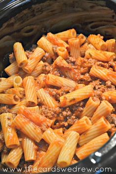 the pasta is cooked and ready to be served in the crock pot for dinner