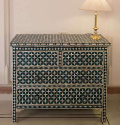 Mother Of Pearl Inlay 4 Drawer Star Chest Teal Green 1 Teal Chest Of Drawers, Bone Inlay Dresser, California King Platform Bed, Sofa Bar, Vintage Buffet, Bone Inlay Furniture, Sideboard Table, Inlay Furniture, Indian Furniture