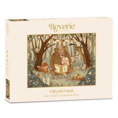 a puzzle box with an image of a bear and other animals in the forest on it