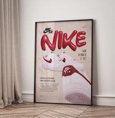 an advertisement for the nike air force 1 / 2 is displayed in front of a window