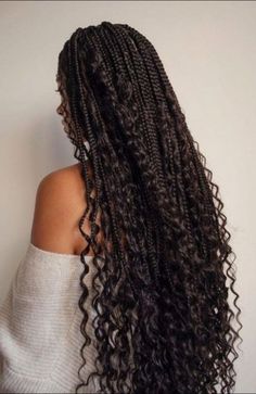 Croshade Hair Styles, Long Wavy Extensions, Goddess Braids Box Braids, Cute Summer Hairstyles For Long Hair Braids, Briadsmaid Hair Hairstyles Black Women, Cute Summer Braids Black Hair, Prom Hair Black Women Braids, Black Braids Aesthetic, Black Woman Hairstyle Braids