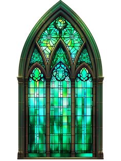 a very large stained glass window on a white background