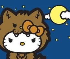 an image of a hello kitty with stars and moon in the background