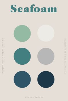 the different shades of seafoam are shown in blue, green and gray colors