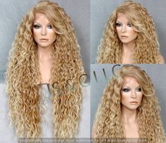 Long Pixie Cut Thick Hair, Full Lace Front Wigs, Feathered Bangs, Sweeping Bangs, Curly Lace Wig, Romantic Curls, Long Pixie Cuts, Spiral Curls, Blonde Lace Front Wigs