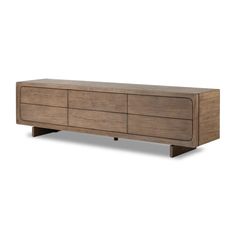 the sideboard is made from wood and has three drawers