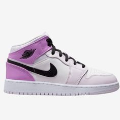 Style Dq8423-501 Colorway Barely Grape/White/Rush Fuchsia/Black New Without Box Barely Grape Jordan 1, Shoes Jordan, Jordan Air, Womens Jordans, Air Jordan 1 Mid, Jordan 1 Mid, Air Jordan 1, Jordan Shoes, Jordan 1