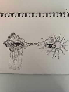 a drawing of an eye looking at another eye with tears coming out of it's eyes