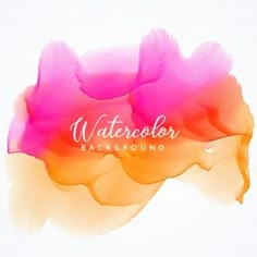 a watercolor background with pink and orange colors on the bottom half of the image