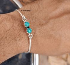 Welcome, To our shop 925silverjems22, Description:- Style:- Bangle Advantage of Turquoise Silver Bangle:- Turquoise soothes and clears sore throats, purifies lungs, and heals the eyes, as well as cataracts. Cop Turquoise dispels negative energy and is said to be a purification stone. It instills inner calm by balancing all the chakras. It stabilizes the mood swings. Occasion:- Anniversary Gift, Birthday Gift, Wedding Gift, Lover Gift Bangle, Lovely Valentine's Gift, Engagement Gift, New Year Gif New Year Gif, Gift Bracelet, Sterling Silver Bangle, Handmade Bangles, Bangle Designs, Pretty Bracelets, Sterling Silver Bangles, Silver Bangle, Silver Filigree