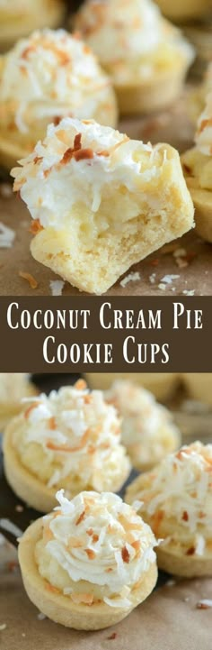 coconut cream pie cookie cups on a baking sheet