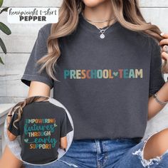 ✨✨ Looking for a long-sleeve version of this design?! https://www.etsy.com/listing/1726160852/ ✨✨ On the hunt for that ideal Preschool Teacher Team Shirt? Or maybe the perfect gift for your favorite Early Childhood Educator? Well, you've come to the right place! I've poured my heart into creating these custom-made shirts just for you. They're not just exceptionally soft but like a warm, comforting hug from your favorite, well-worn piece of clothing. Whether you're looking for the perfect gift or want to treat yourself, these shirts are designed with you in mind. So, let's make your day a little cozier and more stylish with a gift that's uniquely yours. 🌺 HOW TO ORDER 🌺 1️⃣ Select the desired 'Style/Size' option (see image slides for details) 2️⃣ Select the desired 'Color' option (see ima Preschool Staff Shirts, Paraprofessional Gifts, Comforting Hug, Early Childhood Educator, Comfort Hug, Team Tshirt, Preschool Teacher Shirts, Teacher Team, Assistant Gifts