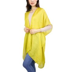 SOLID SHEER KIMONO Size: One Size. Color: Gold. Gender: female. Age Group: adult. Casual Spring Wrap, Sheer Kimono, Gender Female, Duster Coat, Kimono Top, Age Group, Blouses For Women, Womens Tops, Yellow