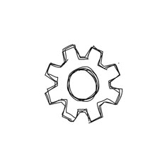 a black and white drawing of a gear wheel