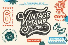 vintage stamp textures for photoshopped and hand drawn designs are available in this package