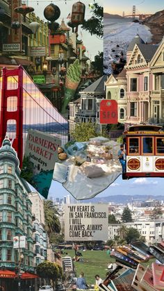 a collage of san francisco and the golden gate bridge