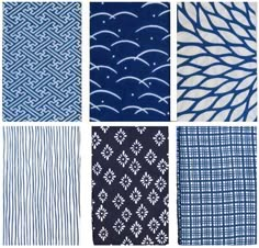 blue and white patterns are featured in this image