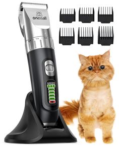 oneisall Cat Hair Trimmer,Quiet Cat Clippers for Matted Hair,Cordless Cat Grooming Kit with Comb,3 Speed Cat Shavers for Matt Quiet Cat, Matted Hair, Cat Skin, Small Animal Supplies, Cat Mat, Cat Hair