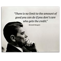 ronald reagan quote on black and white photograph with hand resting his chin against his chin