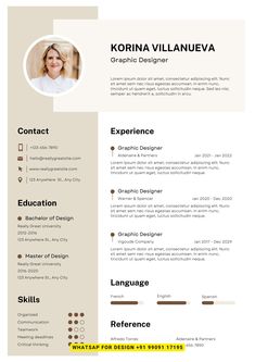 a professional resume template for graphic designers, with an image on the front and side