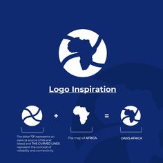 the logo for africa is displayed on a blue background with white letters and an image of a