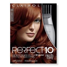 Perfect 10 Nice 'n Easy Hair Color - PERF10 6R LIGHT AUBURNBenefitsPermanent crme hair color100% gray coverage in just 10 minutesLasts up to 60 daysIncludesHigh Gloss Color CrmeColor Activating CrmeColorSeal Intensive Conditioning CrmeApplicator Tip for Roots - Perfect 10 Nice 'n Easy Hair Color Hair Color Samples, Garnier Color Sensation, Light Auburn Hair Color, Easy Hair Color, Light Auburn Hair, Auburn Color, Light Auburn, Diy Hair Color, Hair Color Cream