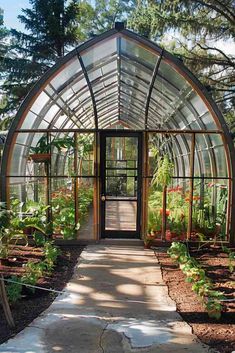 a small greenhouse with lots of plants in it