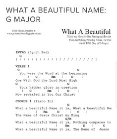 what a beautiful name g major guitar chords