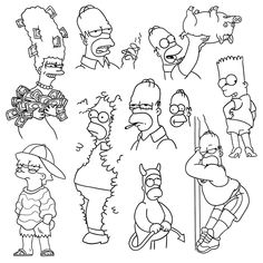 the simpsons family coloring pages for kids and adults, including characters from cartoons to cartoons