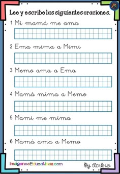 the spanish language worksheet for teaching children to read and practice their writing skills