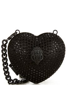 Kurt Geiger London Micro Heart Clutch Crossbody Bag | Dillard's Heart Clutch, Black Cross Body Bag, Dillard's, Clutch Handbag, Chain Strap, Crystal Glass, Evening Bags, Fashion Statement