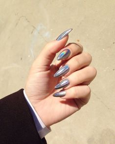 Witch Nails, Trendy Nail Art Designs, Pointed Nails, Super Nails, Trendy Nail Art, Silver Nails, Holographic Nails, Chic Nails, Gorgeous Nails