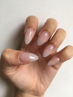 Acrylic Almond Nails, Clear Glitter Nails, Almond Acrylic Nails Designs, Glitter Polish, Clear Acrylic Nails, Almond Nails Designs, Almond Acrylic Nails, Sparkle Nails, Oval Nails