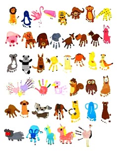 an image of many different animals on a white background