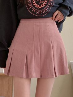 Rosa Casual Collar  Poliéster Liso Plisado Embellished Elástico Ligero Autumn Palette Outfits, Pink Pleated Skirt Outfit, Short Pink Skirt, Pink Plaid Skirt, Pleated Skirt Outfit, Pink Pleated Skirt, Women Skirts, Elegant Dresses Long, Pleated Shorts