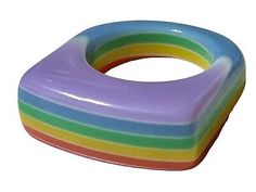 an inflatable ring with multicolored stripes on it