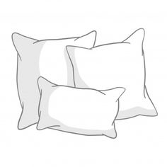 three white pillows sitting on top of each other