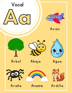 a poster with different types of animals and letters