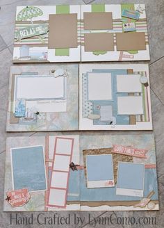 three scrapbook pages with different layouts on them