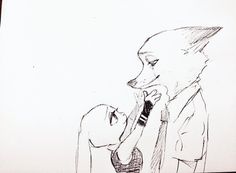 a black and white drawing of a person with a dog in their lap looking at him