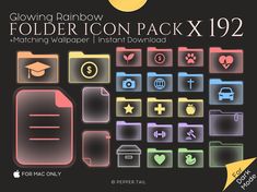 glowing rainbow folder icon pack x - 122