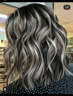 Dark Hair On Natural Blondes, Metallic Highlights Hair, Medium Brown Grey Hair, Blonde To Brunette Before And After Straight Hair, Silver And Dark Brown Hair, Silver And Grey Highlights, Hair Color And Cuts, Frosty Highlights On Brown Hair, Chocolate Hair With Silver Highlights